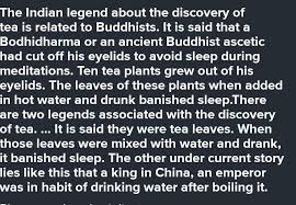 what is the Indian legend regarding the discovery of tea