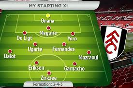 Manchester United F.C. vs Fulham F.C. lineups